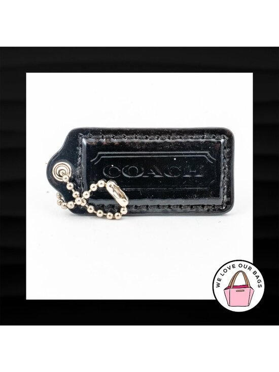 Coach Accessories - 2.25" Medium COACH BLACK PATENT LEATHER KEY FOB BAG CHARM KEYCHAIN HANGTAG TAG